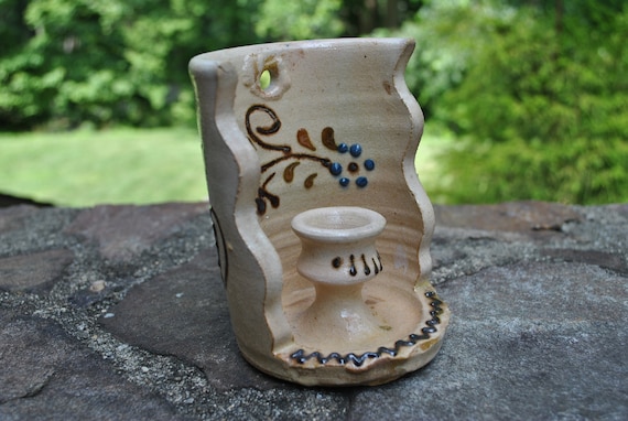 Candle Holder Pottery Handmade Sconce Rustic Primitive Wall Hanging Vintage