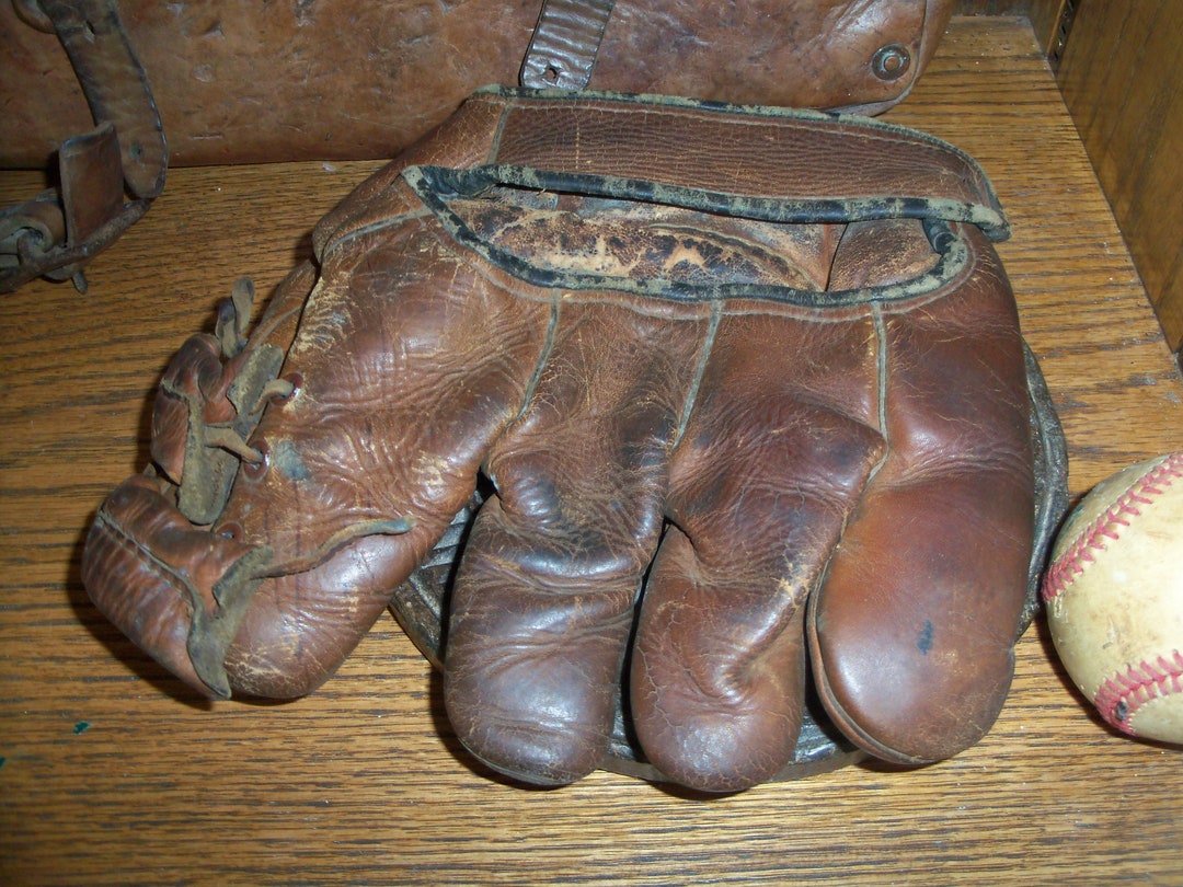 Uforenelig genetisk lineær Awesome Vintage Baseball Glove Catcher's Mitt Sports - Etsy