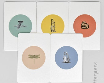 Set van 5 dieren kaarten