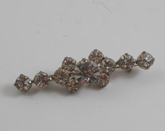 Vintage clear rhinestone bar brooch, 1930s brooch, Vintage glass rhinestone