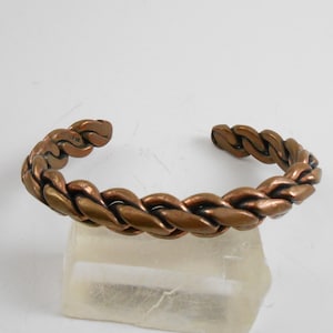 Vintage solid copper braided cuff bracelet, unisex bracelet, mid century copper jewelry