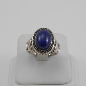 Unisex Blue Stone Dome ring, Sterling silver ring, Filagree Lapis size 10US ring, Blue stone men&#39;s ring, Blue atone woman&#39;s ring