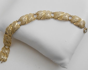 Gold Plated Sterling Silver Filigree Bracelet - Signed Germany Jewelry