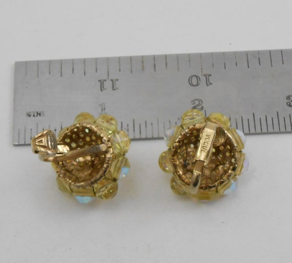 Vogue Clip Back AB glass bead button earrings - D… - image 2