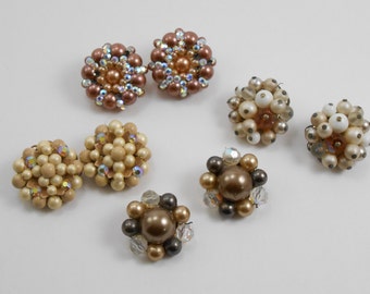 Vintage Colorful Citrusy Colors Beaded Clip Earrings - Etsy 日本