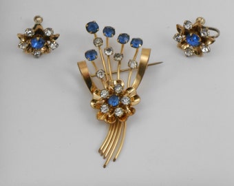 Vintage gesigneerde Demi Parure broche en oorbellen set / 12k gold filled