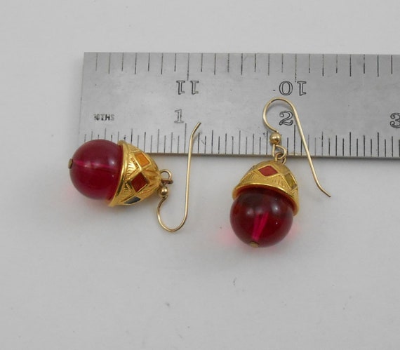 Vintage enamel and glass bead dangle earrings for… - image 3