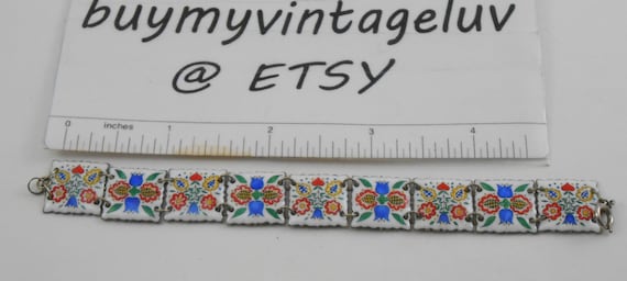 Vintage hand painted enamel Dutch souvenir tile p… - image 3