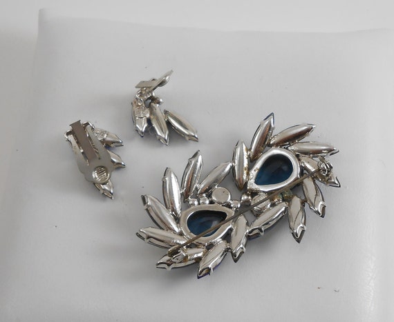 Vintage Blue Prong set rhinestone brooch,  Czecho… - image 4