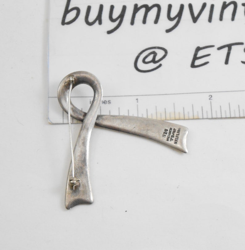 Vintage silver Taxco Mexico Ribbon Brooch Solid silver Brooch