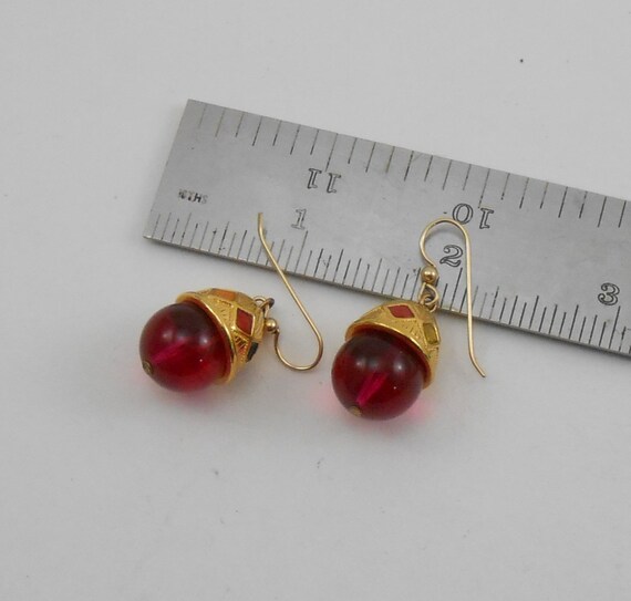 Vintage enamel and glass bead dangle earrings for… - image 4