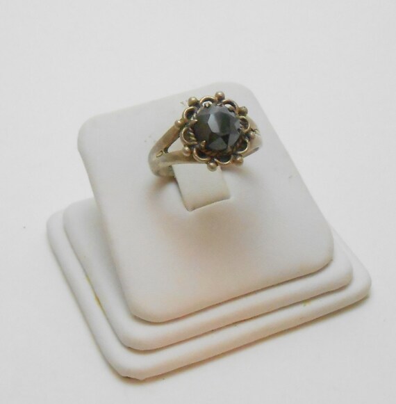 Statement ring round solitaire black hematite sto… - image 2