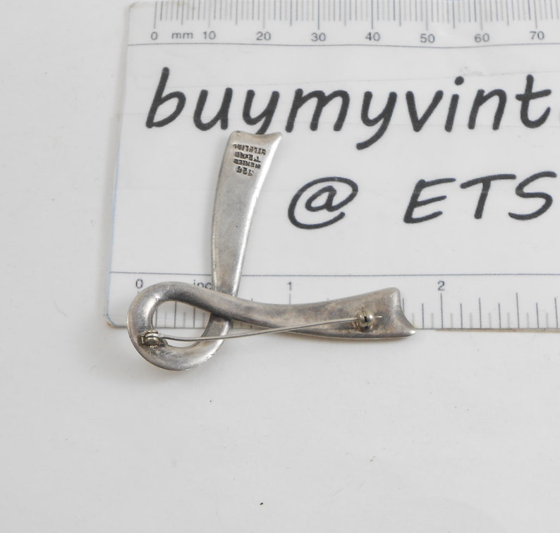 Vintage silver Taxco Mexico Ribbon Brooch Solid silver Brooch