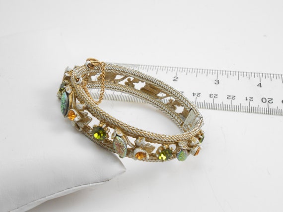 Vintage Florenza Hinged bangle bracelet, White me… - image 3