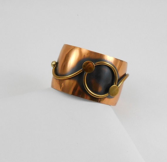Genuine copper wide cuff bracelet / Renior Style … - image 1