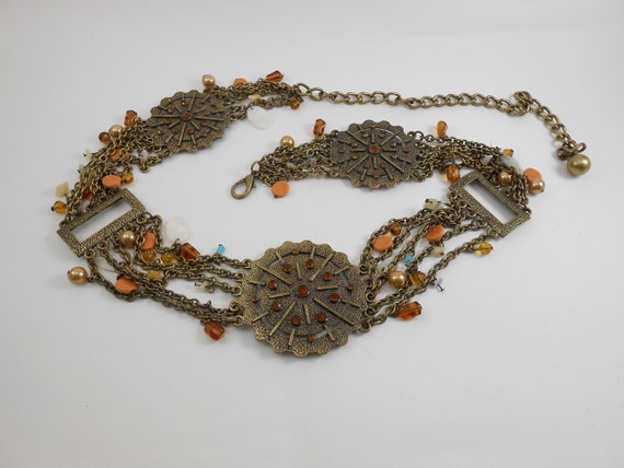 Vintage Large Chain and Rhinestone Fashion Belt for Women  display picture 2