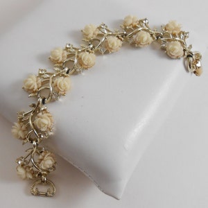 Vintage Celluloid Roses Designer Bracelet, Emmons Jewelry, Old bracelet, Rose bracelet