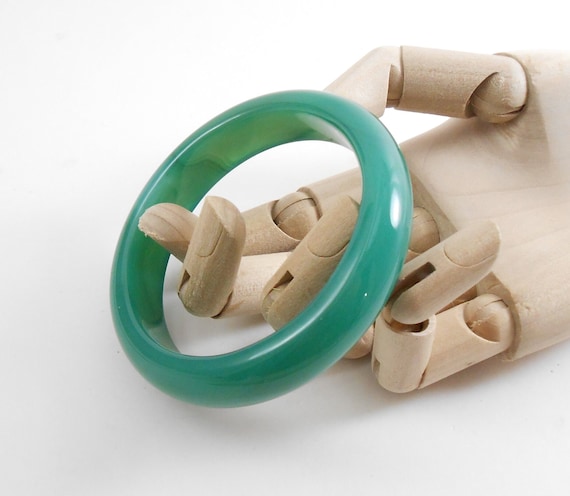 Green Agate bangle bracelet - image 1