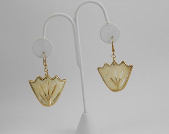 Gold painted mother of pearl shell drop earrings