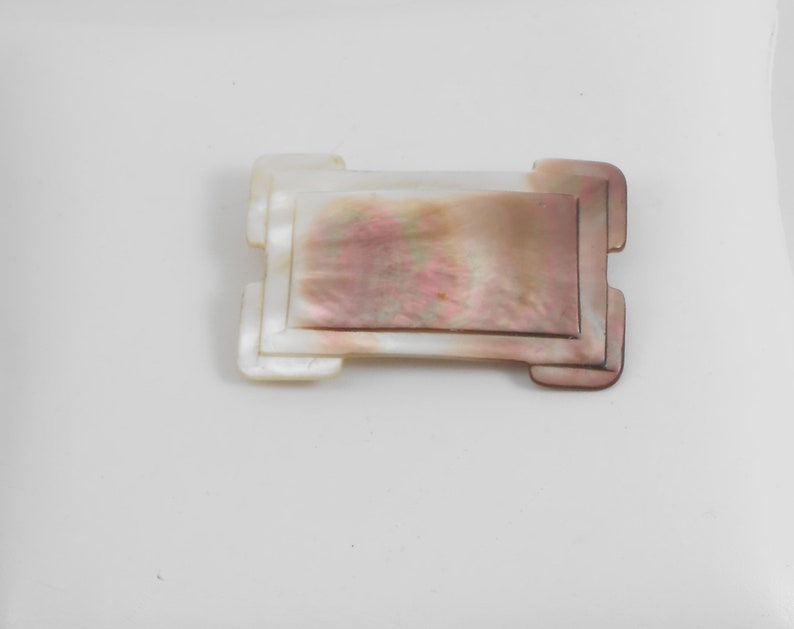 Vintage 30s Mother Of Pearl Carved Rectangle Brooch Vintage Shell Brooch Jewelry Bar Brooch