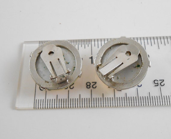 Large round button earrings, Rainbow rhinestone, … - image 3