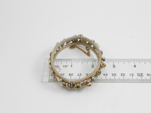 Vintage Florenza Hinged bangle bracelet, White me… - image 4