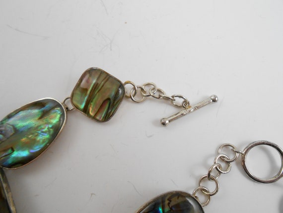 Abalone shell and sterling silver link toggle bra… - image 5