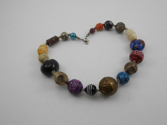 Trade Beads Necklace - Handmade jewelry- African Beads- millefiori beads- metal beads
