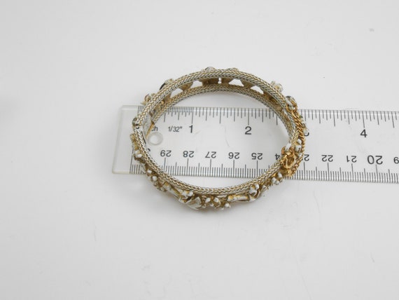 Vintage Florenza Hinged bangle bracelet, White me… - image 2