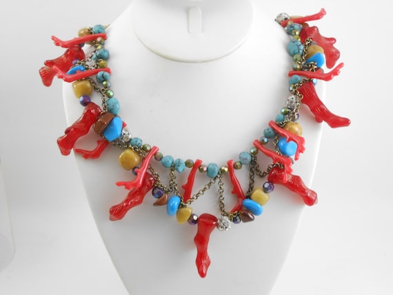 Teresa Goodall Mermaid Bead Necklace / Plastic co… - image 1