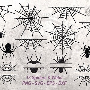 Spider Web SVG Clipart Bundle | Halloween Corner Cobweb Split Frame Cut File (Digital Download)