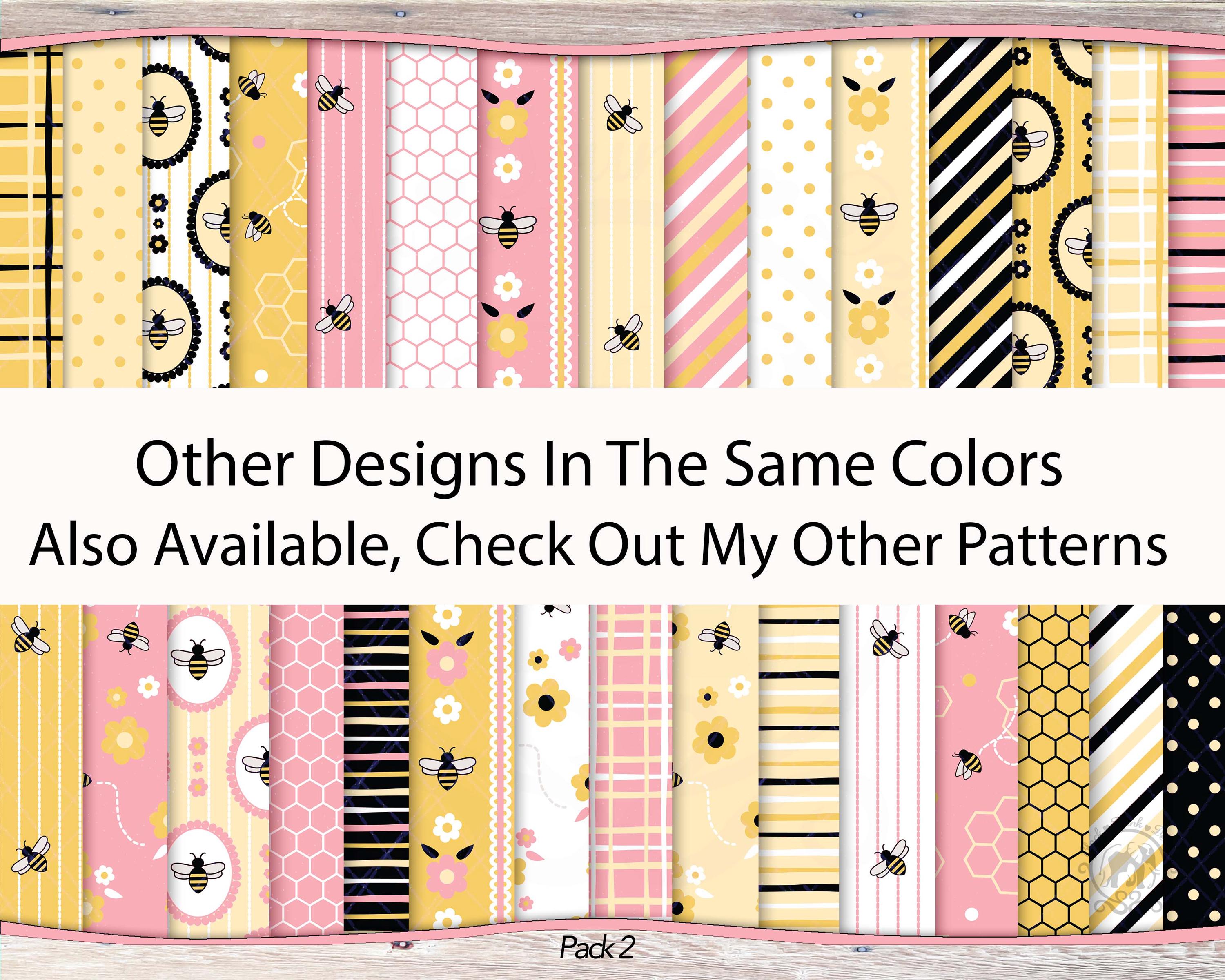 30 Seamless Pink Bee Digital Paper JPG Bundle | Honey Bee Pattern ...