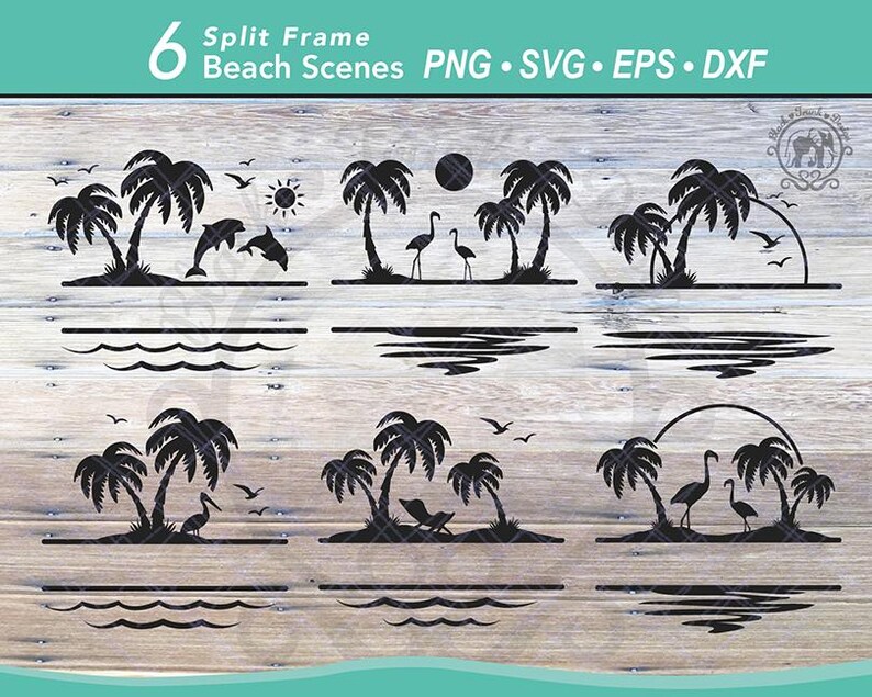 12 Palm Tree Split Frame SVG Bundle Cut File | Family Monogram Split ...