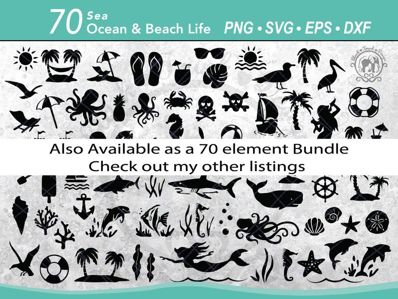 45 Ocean SVG Bundle Sea Creatures Beach Cut Files - Etsy