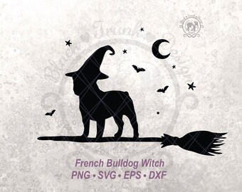 Dog Halloween SVG French Bulldog Spooky Witch Broom Dog Shirt Graphic ...