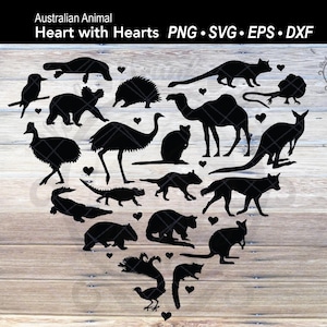 Chemise animal australienne pour la Saint-Valentin, motif coeur graphique SVG | ornithorynque | Silhouette kangourou | Koala | Wombat | Quokka | Échidné