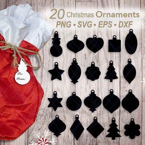 20 Weihnachtsgeschenk Anhänger Baum Ornament SVG Bundle | Druckbare dekorative Tag Vorlage | Blank Weihnachts DIY Ornament Form | Individuelles Geschenk Label