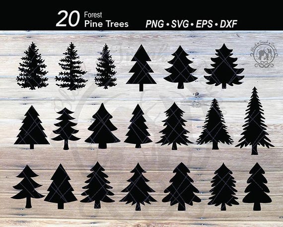20 Christmas Pine Tree Silhouette SVG Bundle | Forest Tree Landscape Silhouette | Christmas Pine Tree Clipart |Woodland Tree Scene Cut File