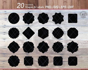 20 Blank Decorative Shapes SVG Clipart Bundle | DIY Printable Sticker Label Cut Files (Digital Download)