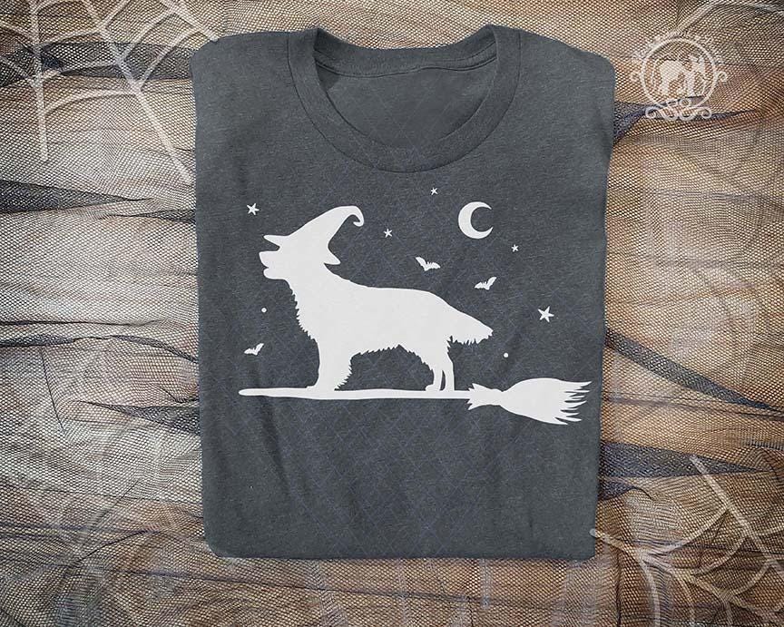 Dog Halloween SVG Spooky Golden Retriever Witch on Broom Shirt Graphic ...