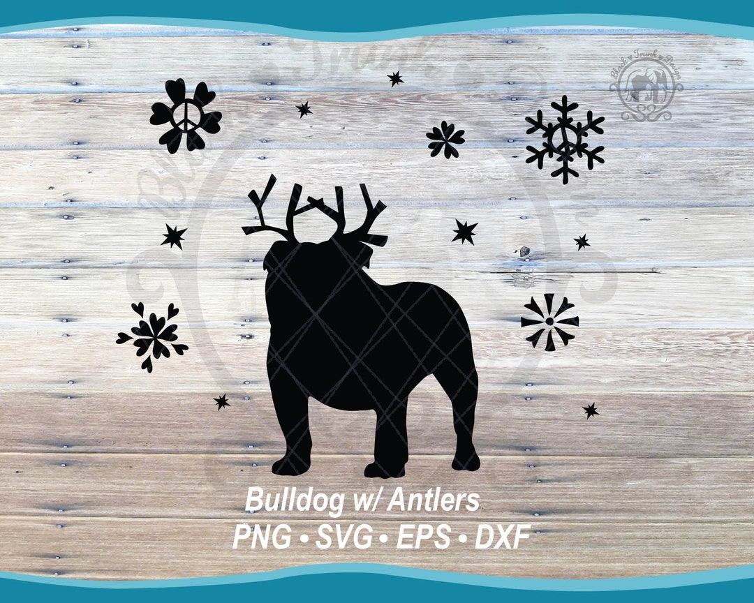 Christmas Bulldog SVG Snowflake Scene | Antler Dog Winter Shirt ...
