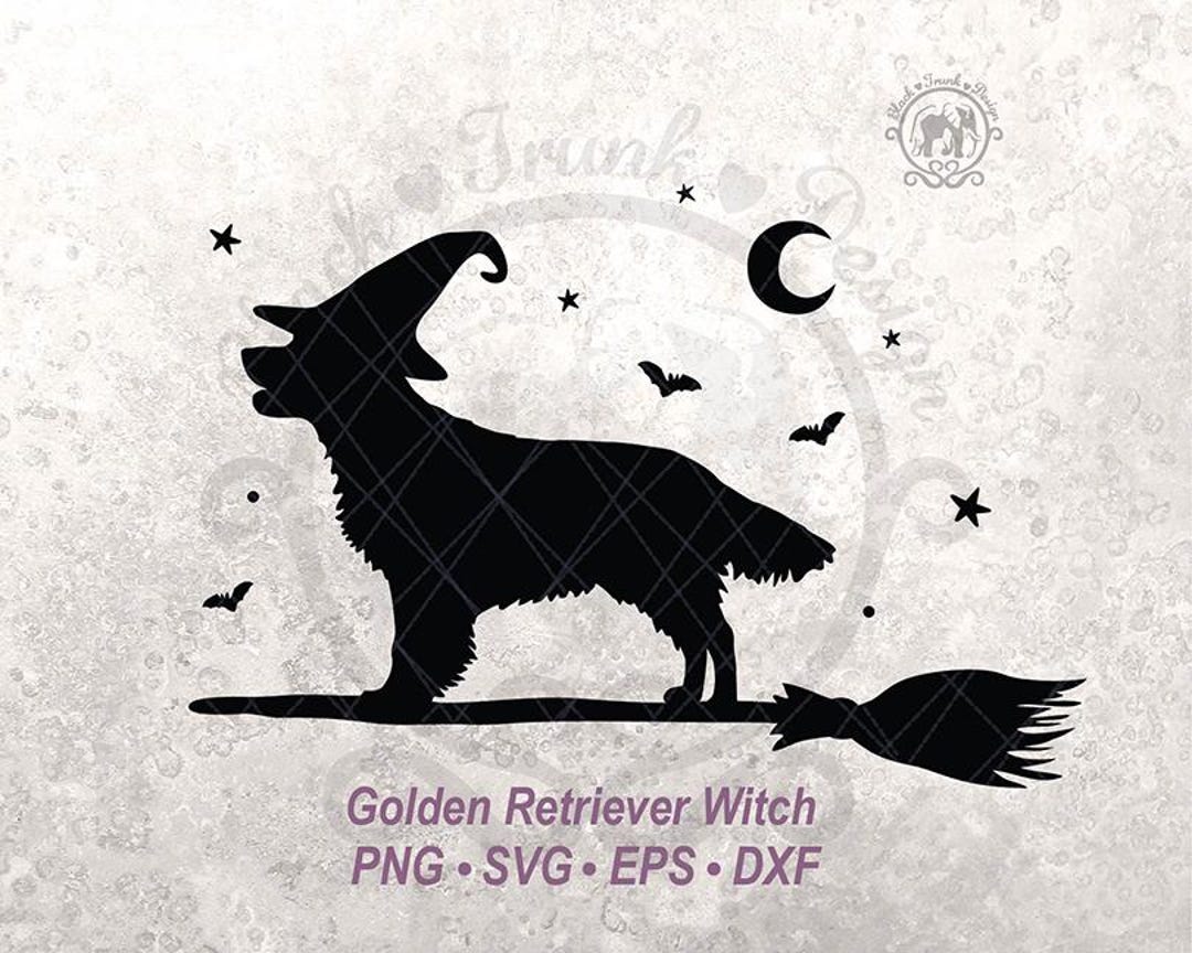 Dog Halloween SVG Spooky Golden Retriever Witch on Broom Shirt Graphic ...