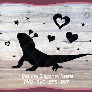 Valentijnsdag baardagaam SVG schattig reptiel vector shirt grafisch silhouet | Cute Love Season Hagedis gesneden bestand digitaal stickerontwerp