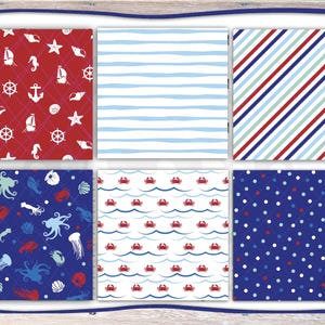 30 Ocean Seamless Nautical Pattern JPG Bundle | Coastal Digital ...