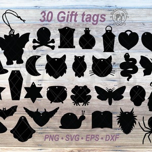 30 étiquettes de cadeau de décoration d'Halloween, forme d'automne, lot d'étiquettes de cadeau bricolage vierges | Lecteur amateur de livres | Papillon de nuit, fichier de coupe araignée | Balise de gnome