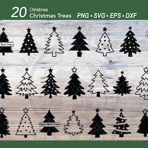 20 Christmas Tree SVG Clipart Bundle | Forest Pine Tree Silhouettes And Split Frame Cut Files | Digital Download