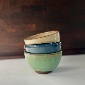 Handmade Ceramic Prep Bowls Set, Small Pottery Nesting Kitchen Bowls, Modern Rustic Stoneware