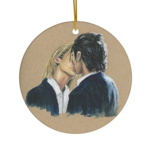 Ornement Rain & Payu Kiss, Fanart Love in the Air, Ornement de collection, cadeau thaïlandais, cadeau BL Addict, cadeau de Noël BL, cadeau bl thaïlandais