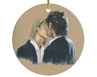 Rain & Payu Kiss Ornament, Love in the Air Fanart, Collectible Fine Art Ornament, Thai Gift, BL Addict Gift, BL Christmas Gift, Thai bl gift