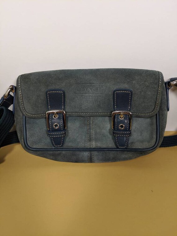 coach blue suede purse